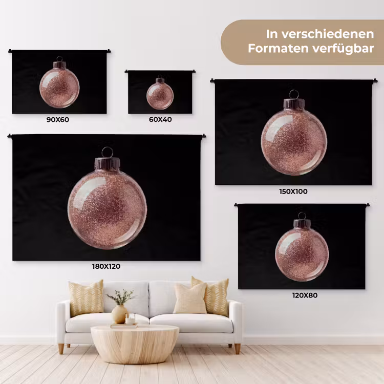 Wandteppich - Weihnachtskugel – Roségold – Weihnachten — 8