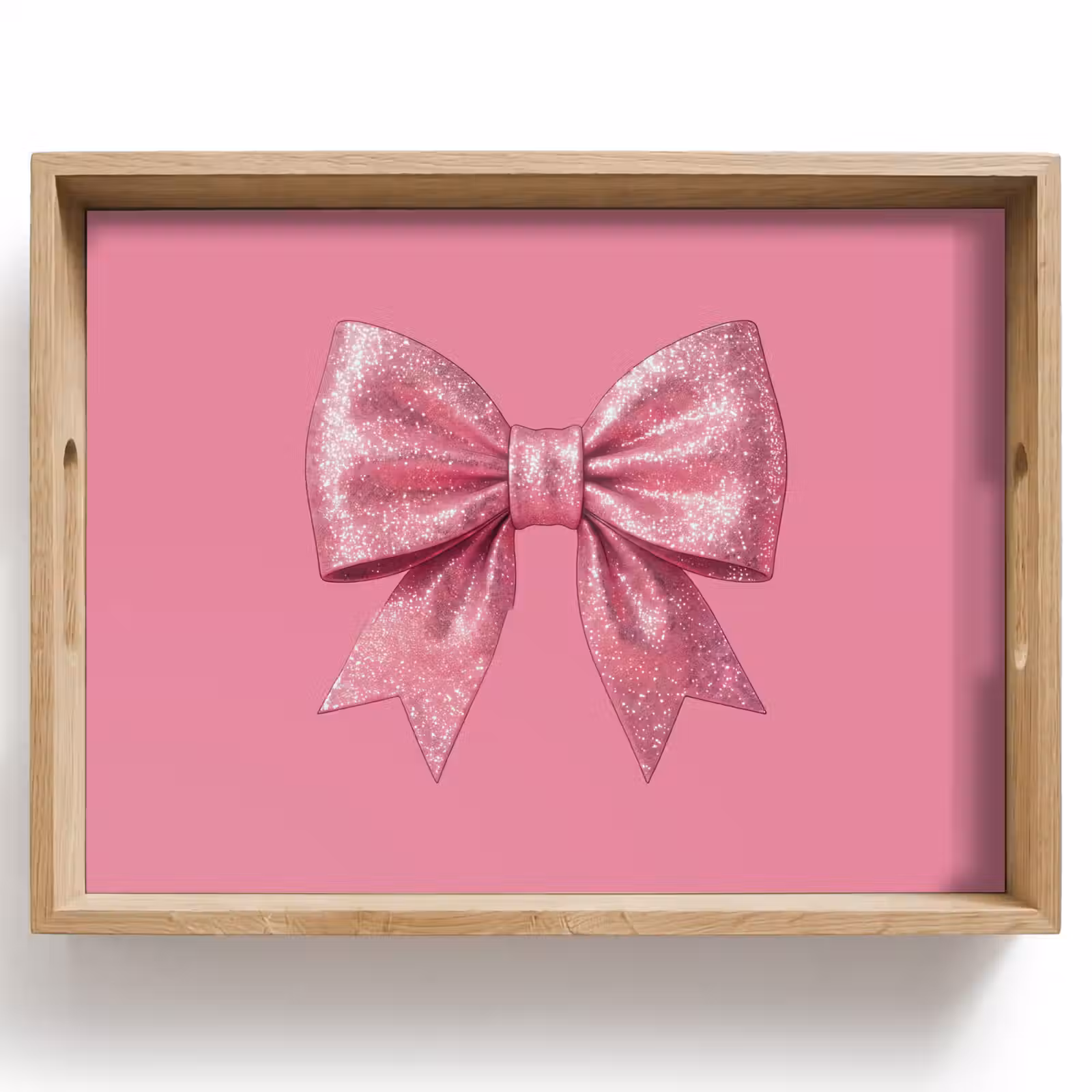 Tablett - Rosa Schleife – Glitzer — 1