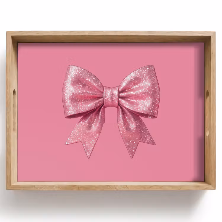 Tablett - Rosa Schleife – Glitzer — 1