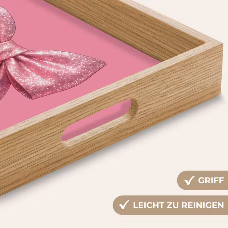 Tablett - Rosa Schleife – Glitzer — 5