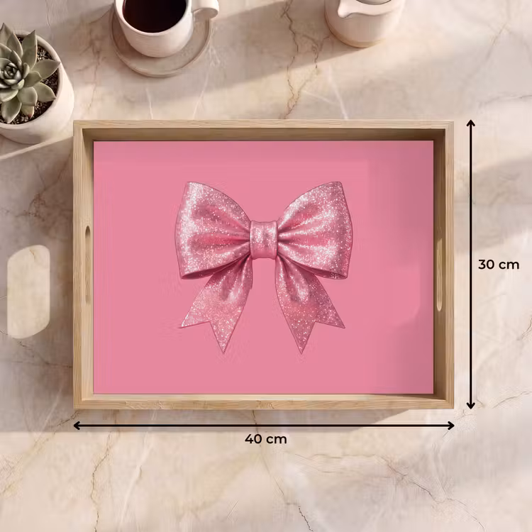 Tablett - Rosa Schleife – Glitzer — 9