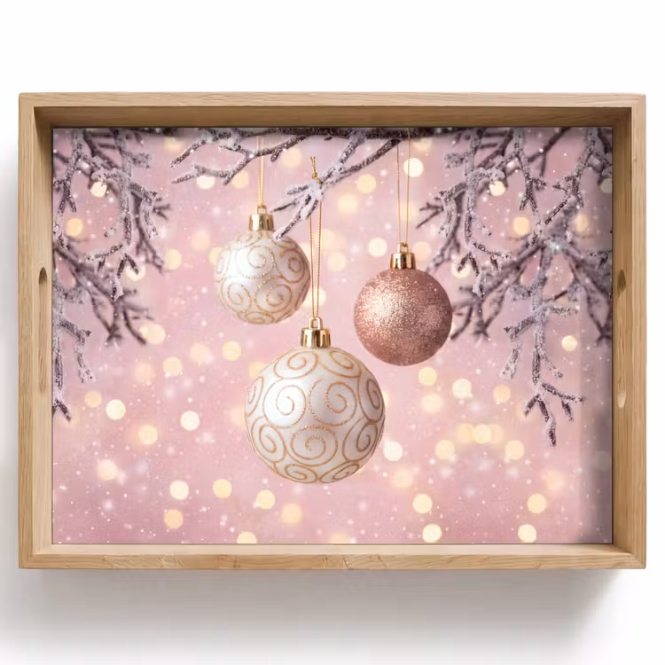 Tablett - Weihnachtskugel – Rosa – Winter — 1