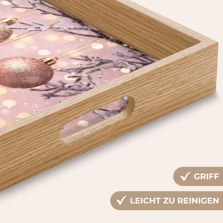 Tablett - Weihnachtskugel – Rosa – Winter — 5