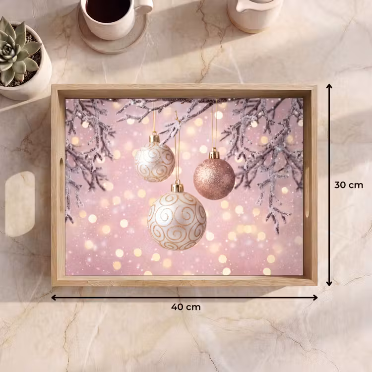 Tablett - Weihnachtskugel – Rosa – Winter — 9