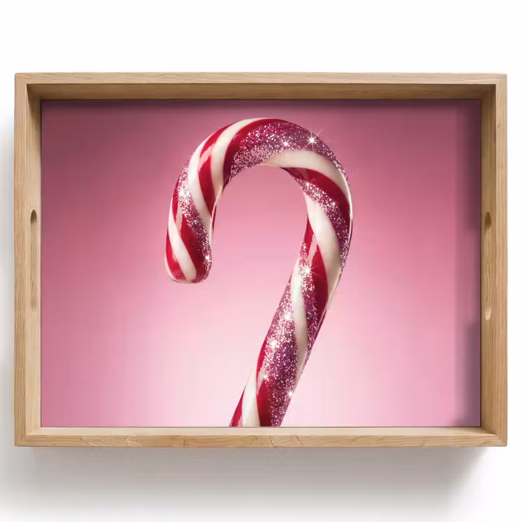 Tablett - Zuckerstange – Glitzernd – Rosa — 1