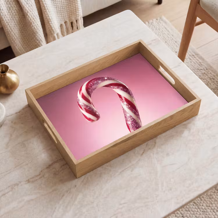 Tablett - Zuckerstange – Glitzernd – Rosa — 2