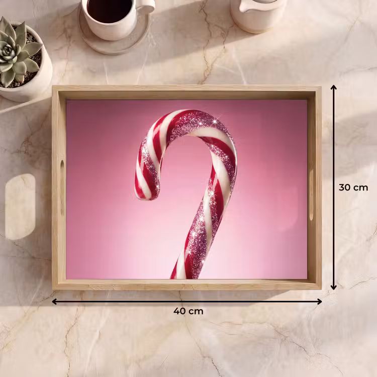 Tablett - Zuckerstange – Glitzernd – Rosa — 9