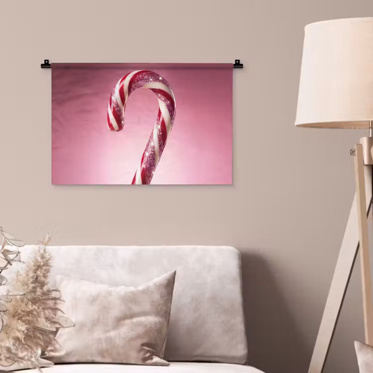 Wandteppich - Zuckerstange – Glitzernd – Rosa — 2