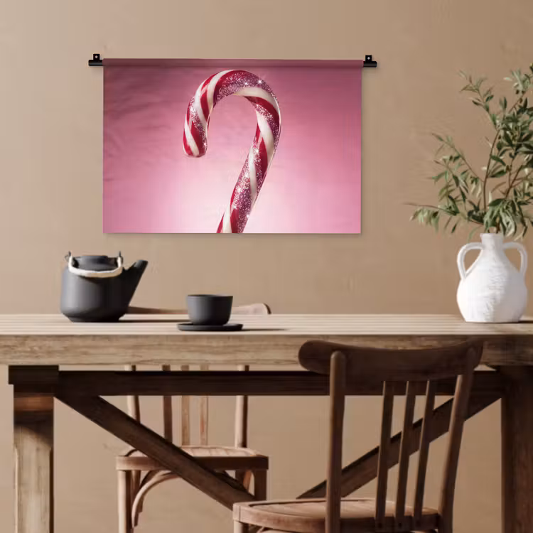 Wandteppich - Zuckerstange – Glitzernd – Rosa — 3