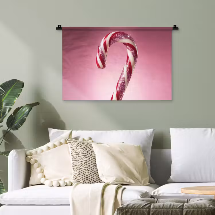 Wandteppich - Zuckerstange – Glitzernd – Rosa — 4