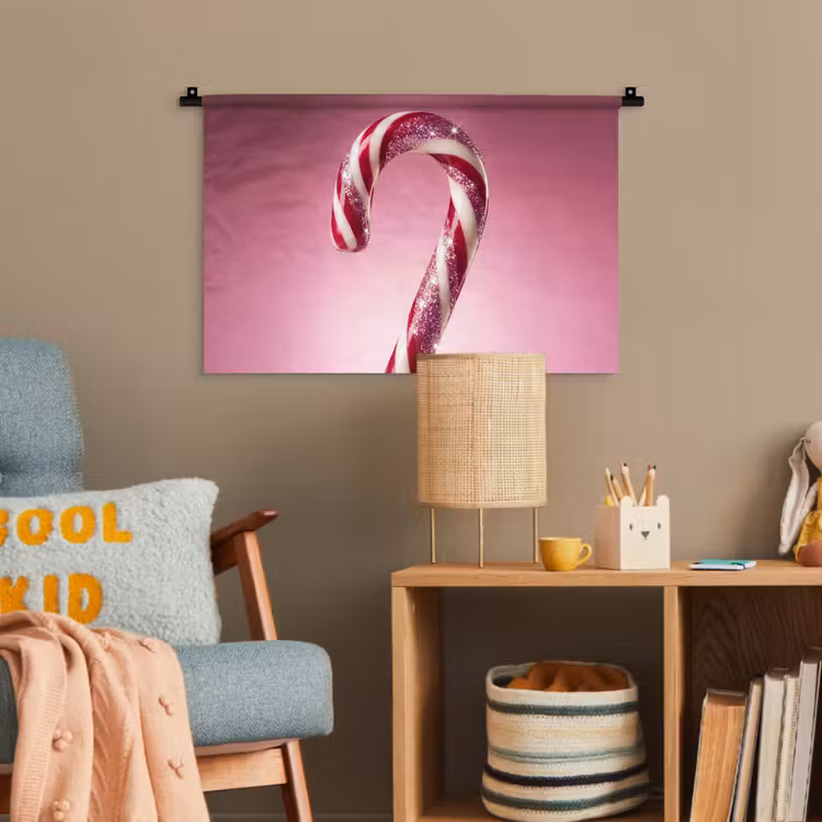 Wandteppich - Zuckerstange – Glitzernd – Rosa — 5