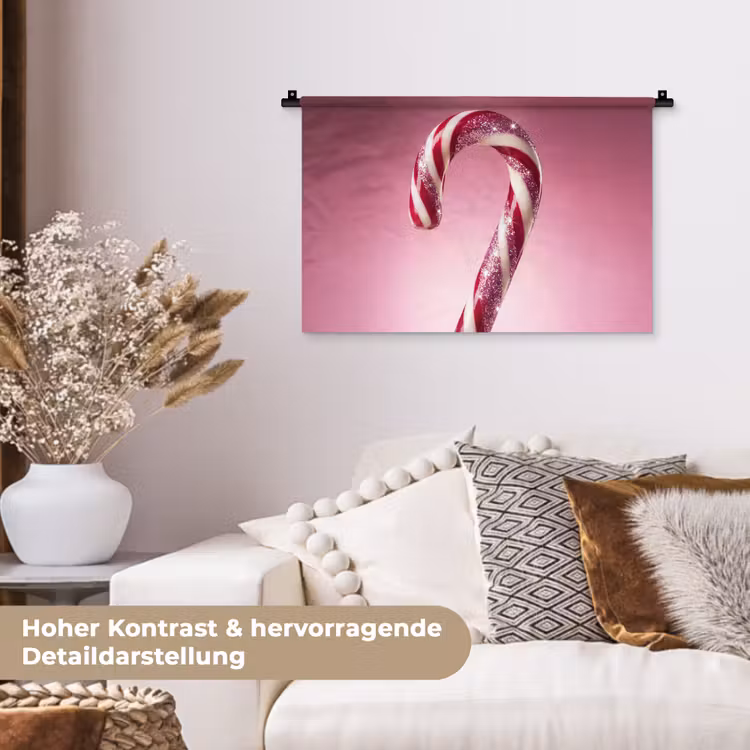 Wandteppich - Zuckerstange – Glitzernd – Rosa — 6