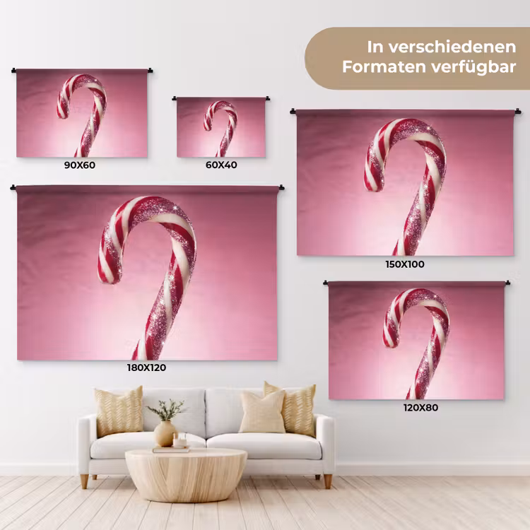 Wandteppich - Zuckerstange – Glitzernd – Rosa — 8