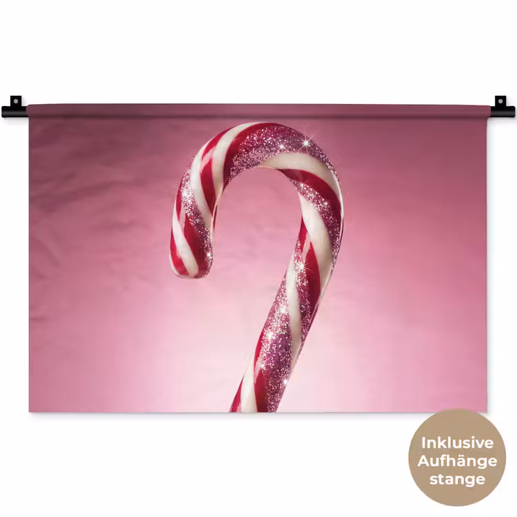 Wandteppich - Zuckerstange – Glitzernd – Rosa — 9