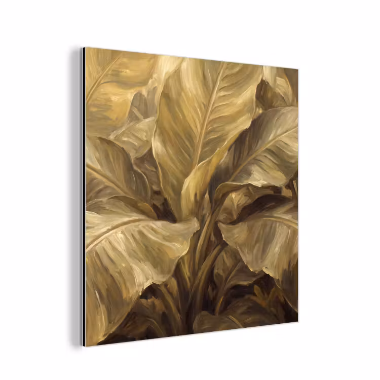 Alu-Dibond-Bild - Blätter – Tropisch – Gold — 1