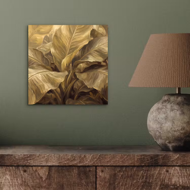 Alu-Dibond-Bild - Blätter – Tropisch – Gold — 3