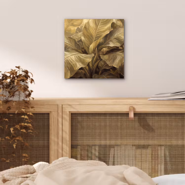 Alu-Dibond-Bild - Blätter – Tropisch – Gold — 4