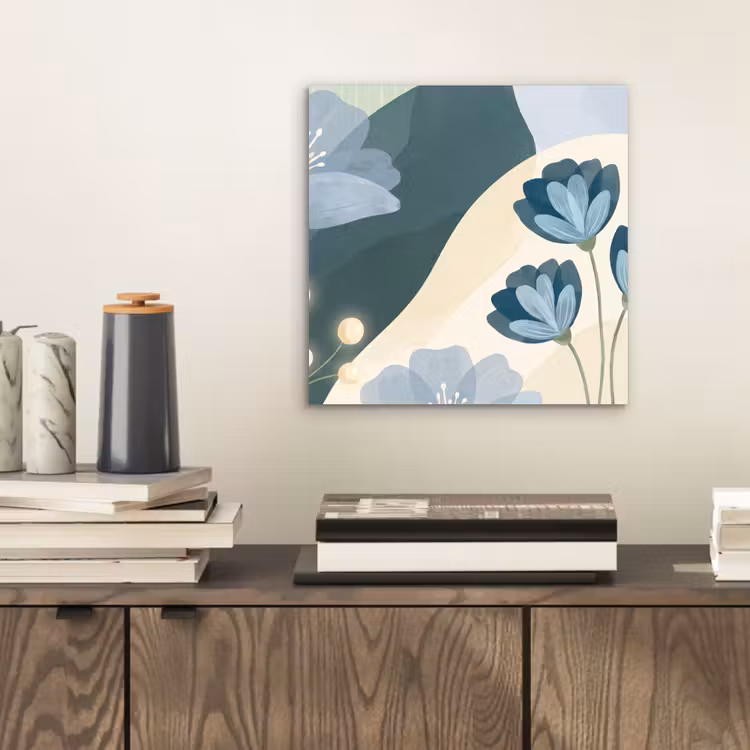 Alu-Dibond-Bild - Blumen – Abstrakt – Blau — 2