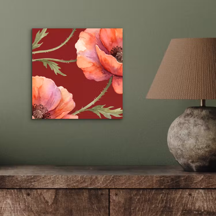 Alu-Dibond-Bild - Blumen – Aquarell – Rot — 3
