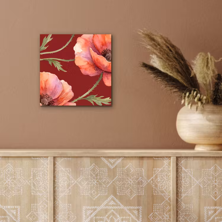 Alu-Dibond-Bild - Blumen – Aquarell – Rot — 5