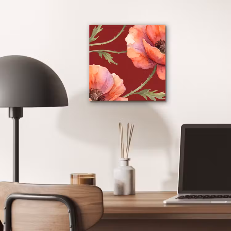 Alu-Dibond-Bild - Blumen – Aquarell – Rot — 6
