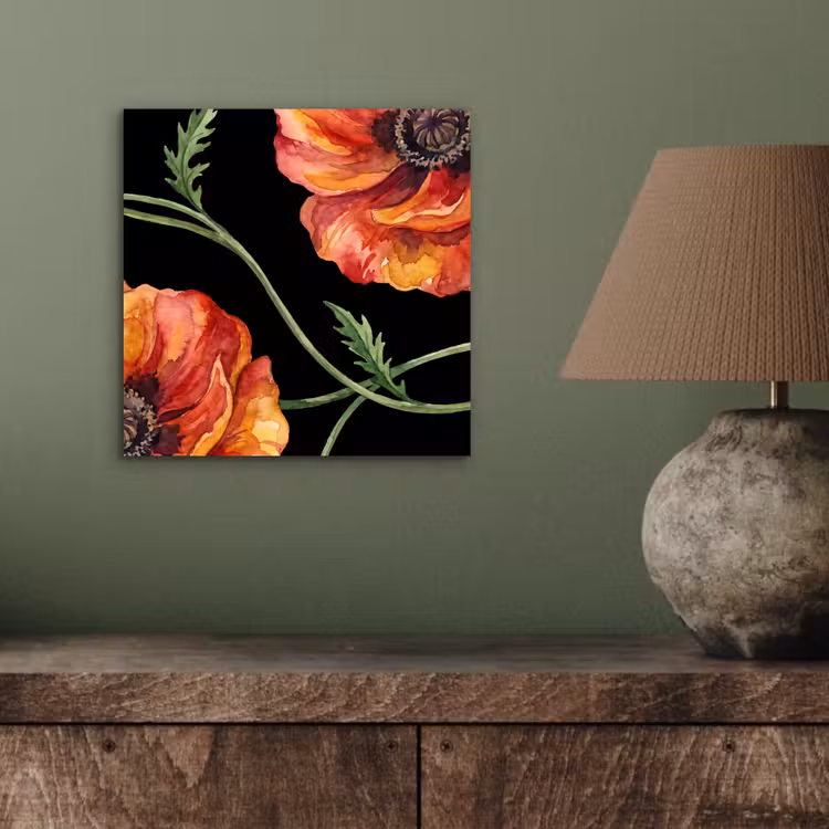 Alu-Dibond-Bild - Blumen – Aquarell – Schwarz — 3