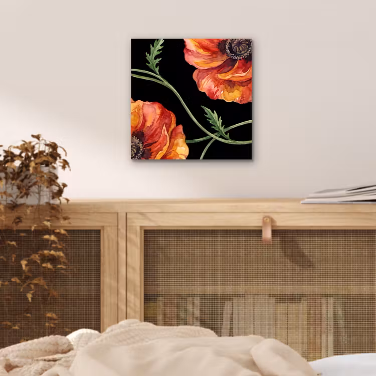 Alu-Dibond-Bild - Blumen – Aquarell – Schwarz — 4