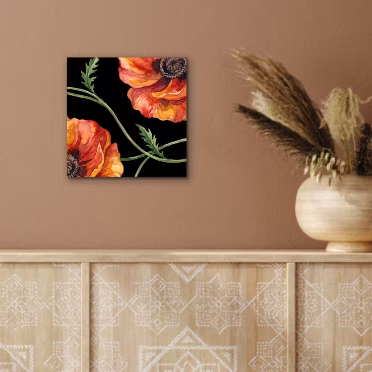 Alu-Dibond-Bild - Blumen – Aquarell – Schwarz — 5