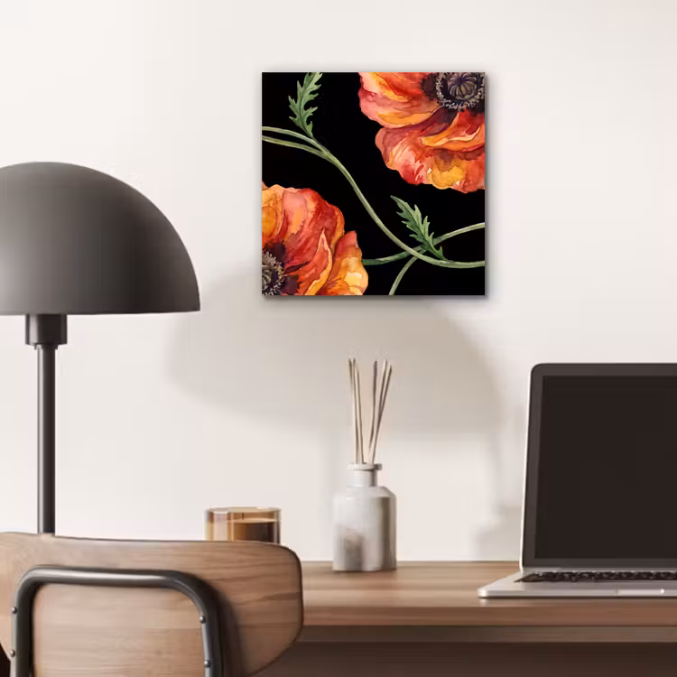 Alu-Dibond-Bild - Blumen – Aquarell – Schwarz — 6