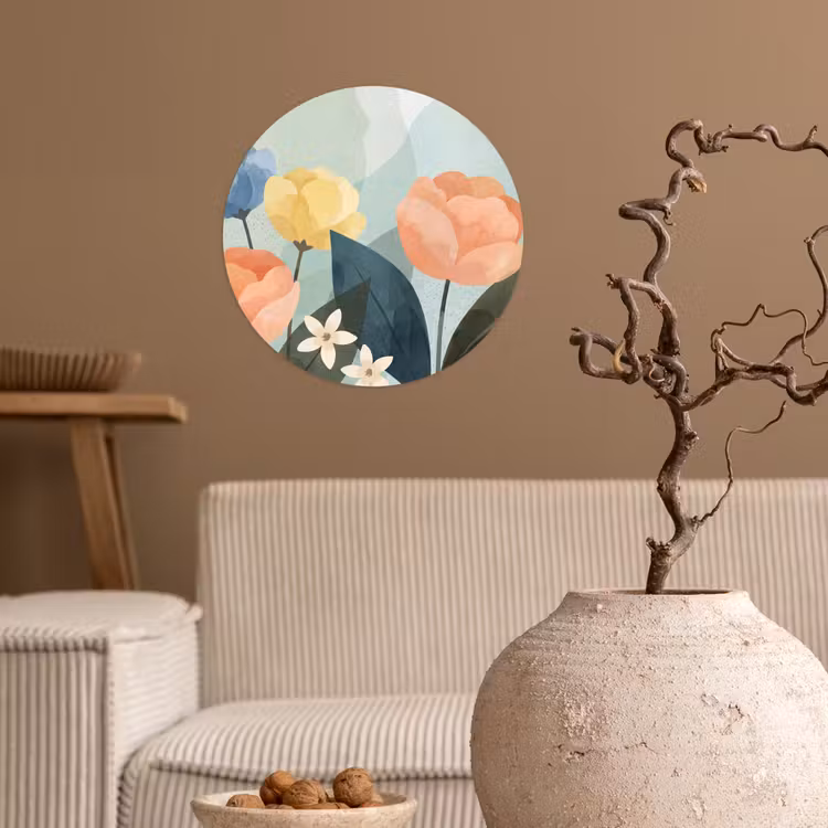Runde Tapete - Blumen – Abstrakt – Farbenfroh — 2