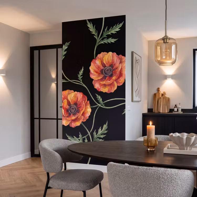 Tapete - Blumen – Aquarell – Schwarz — 5