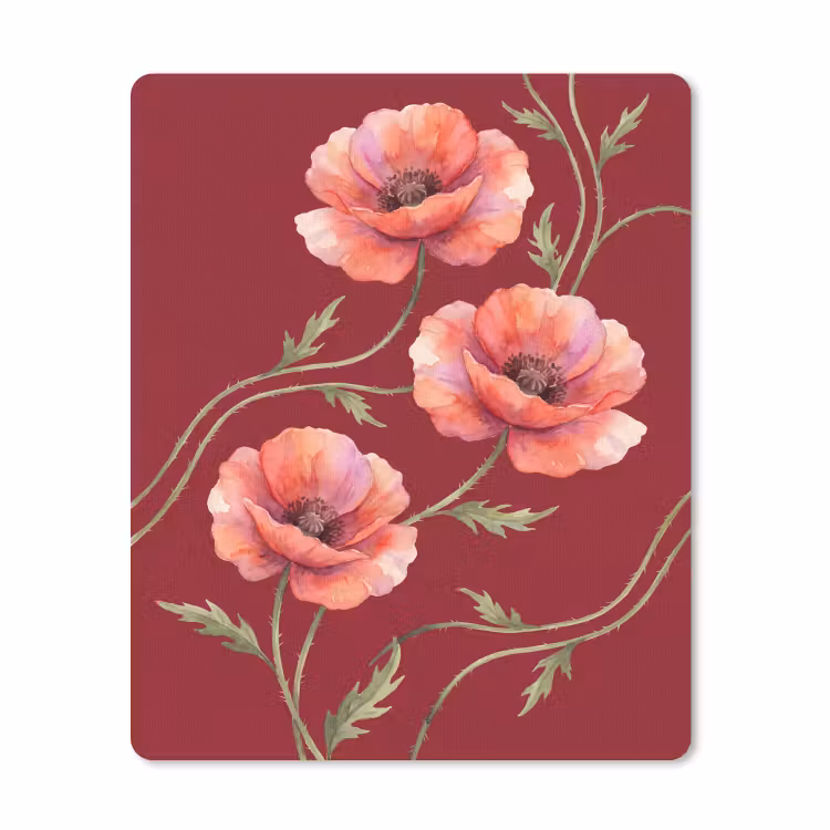 Mauspad - Blumen – Aquarell – Rot — 1