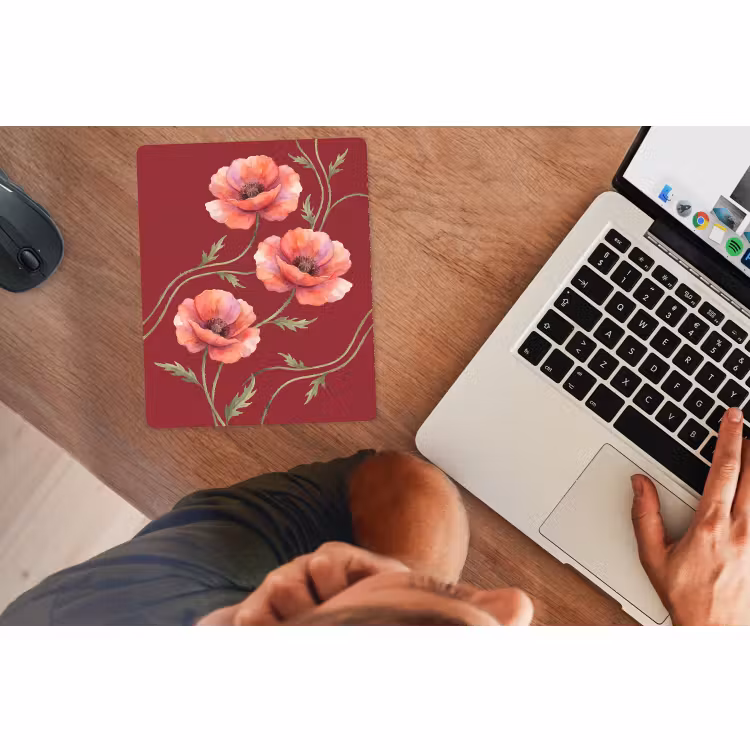 Mauspad - Blumen – Aquarell – Rot — 2