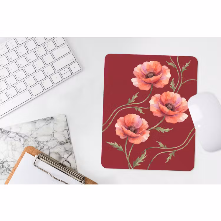 Mauspad - Blumen – Aquarell – Rot — 4