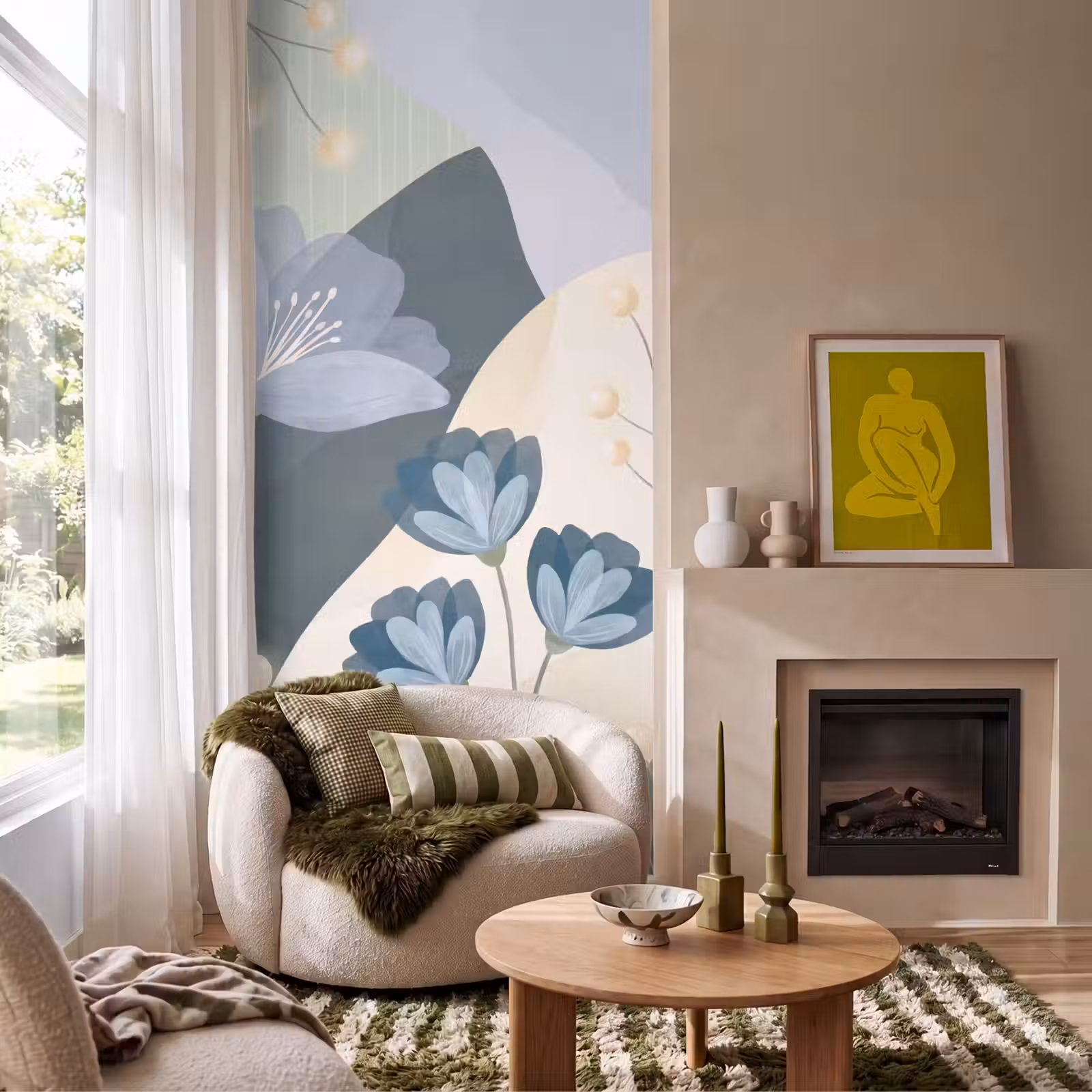 Tapete - Blumen – Abstrakt – Blau — 1