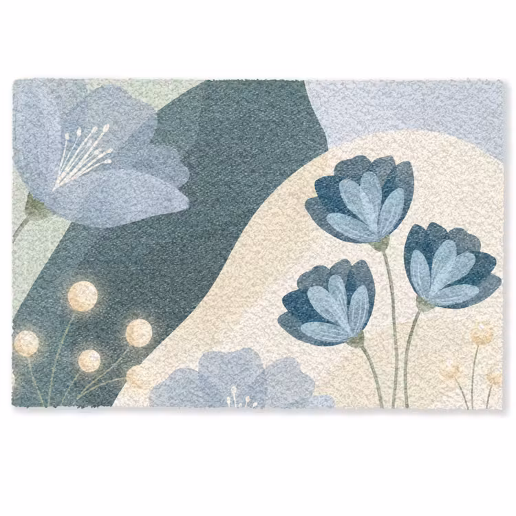 Fußmatte - Blumen – Abstrakt – Blau — 1