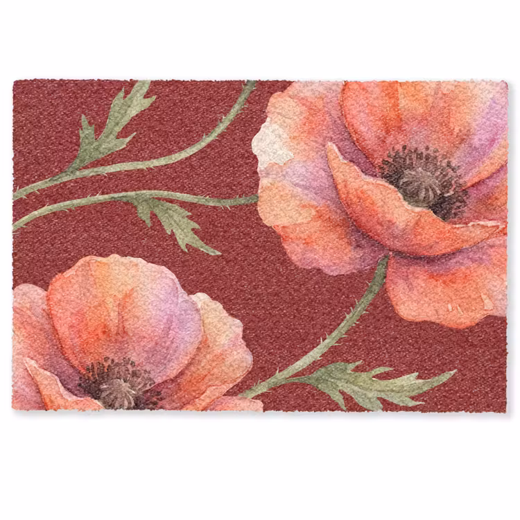 Fußmatte - Blumen – Aquarell – Rot — 1
