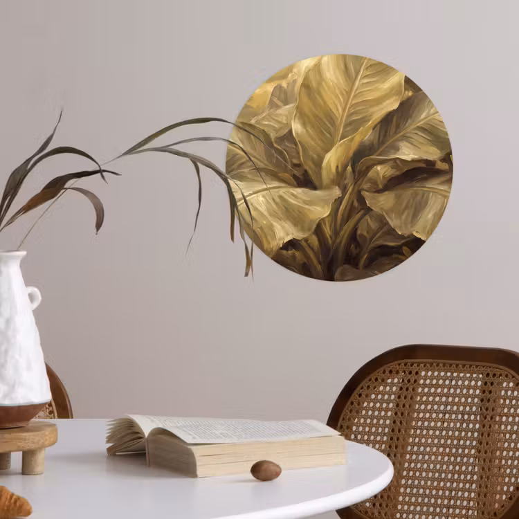 Runde Tapete - Blätter – Tropisch – Gold — 4