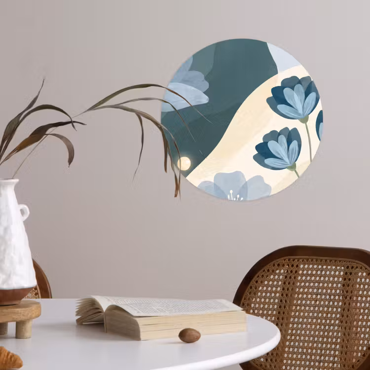 Runde Tapete - Blumen – Abstrakt – Blau — 4