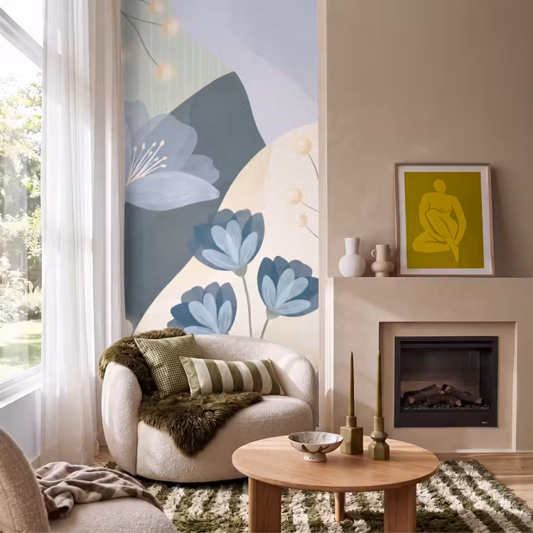 Tapete - Blumen – Abstrakt – Blau — 1