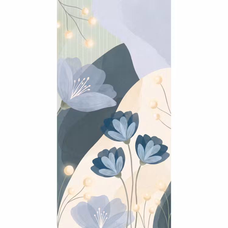 Tapete - Blumen – Abstrakt – Blau — 2