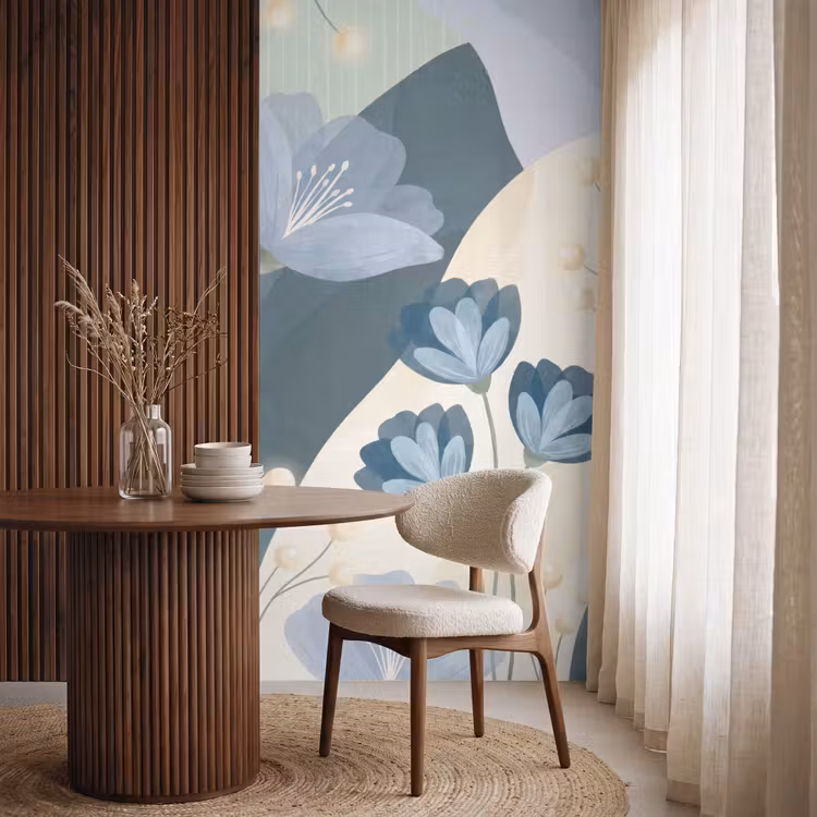 Tapete - Blumen – Abstrakt – Blau — 4