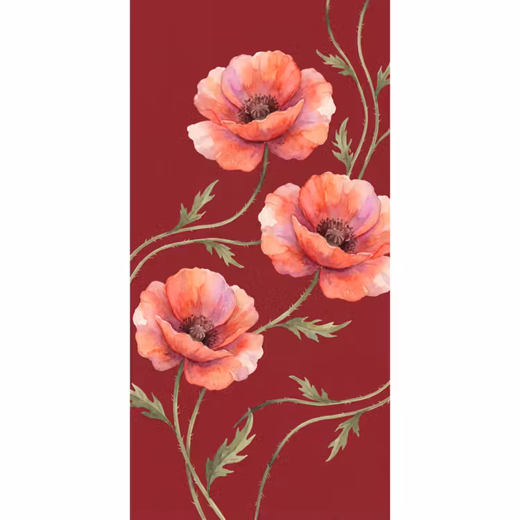 Tapete - Blumen – Aquarell – Rot — 2