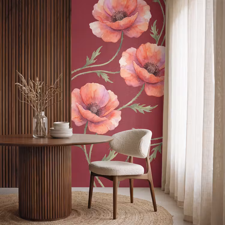 Tapete - Blumen – Aquarell – Rot — 4