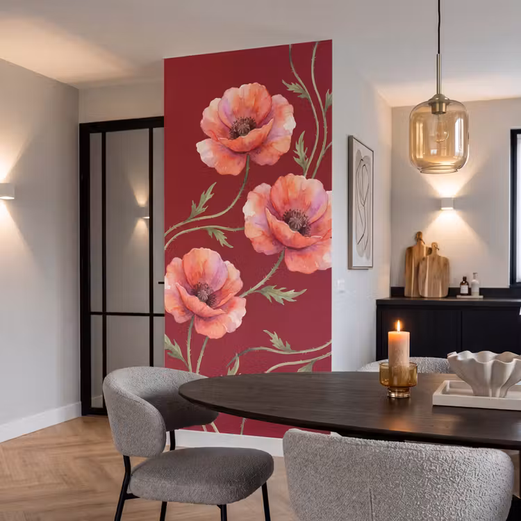Tapete - Blumen – Aquarell – Rot — 5