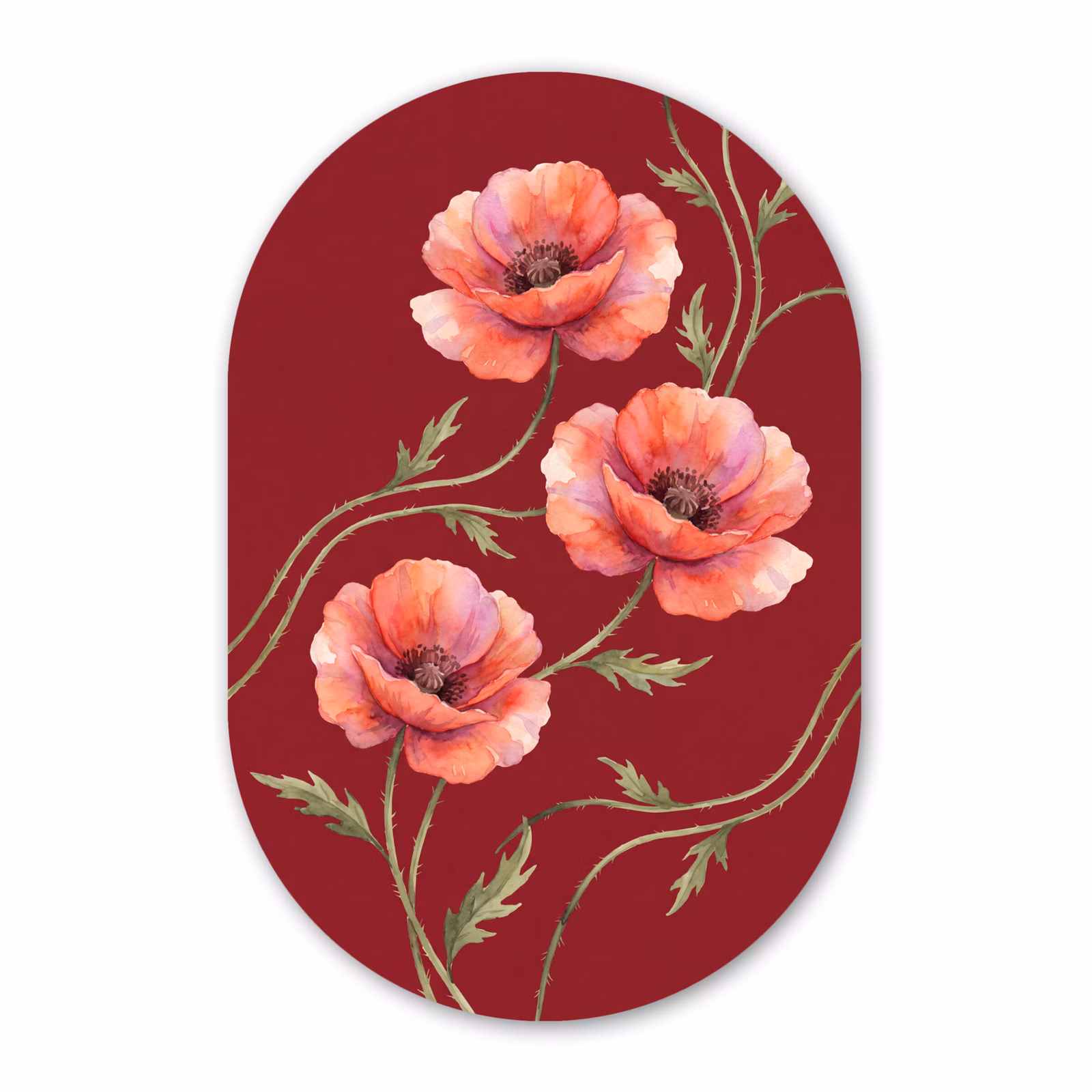 Forexbild Oval - Blumen – Aquarell – Rot — 1