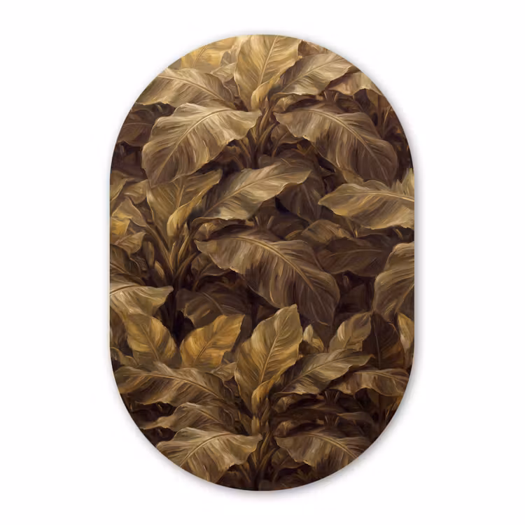 Forexbild Oval - Blätter – Tropisch – Gold — 1