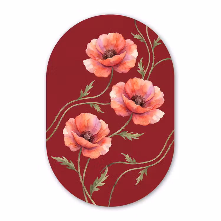 Forexbild Oval - Blumen – Aquarell – Rot — 1