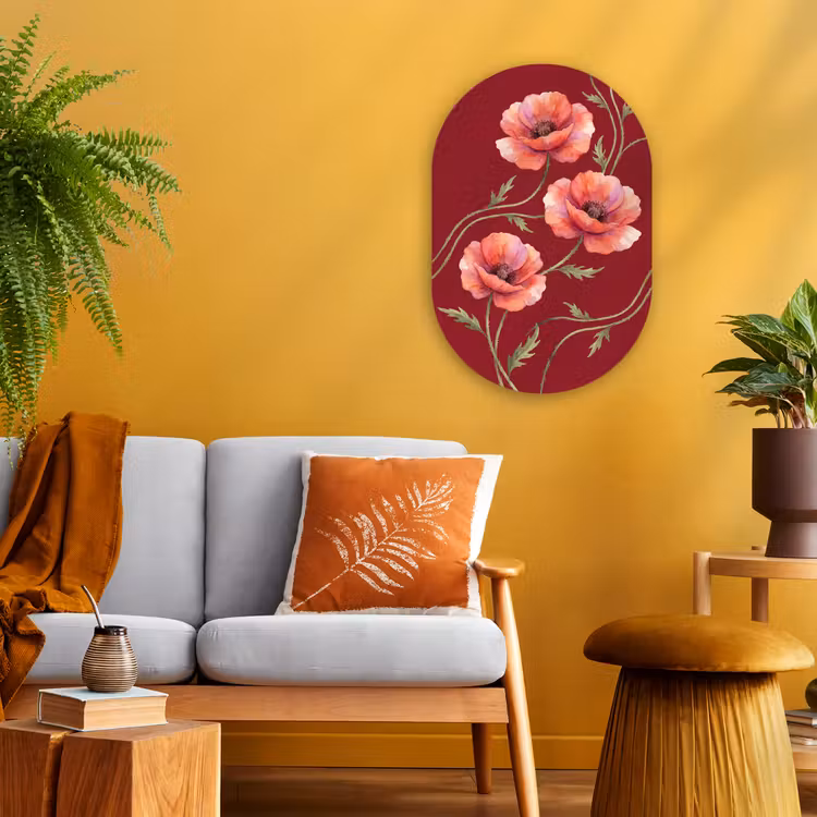 Forexbild Oval - Blumen – Aquarell – Rot — 2