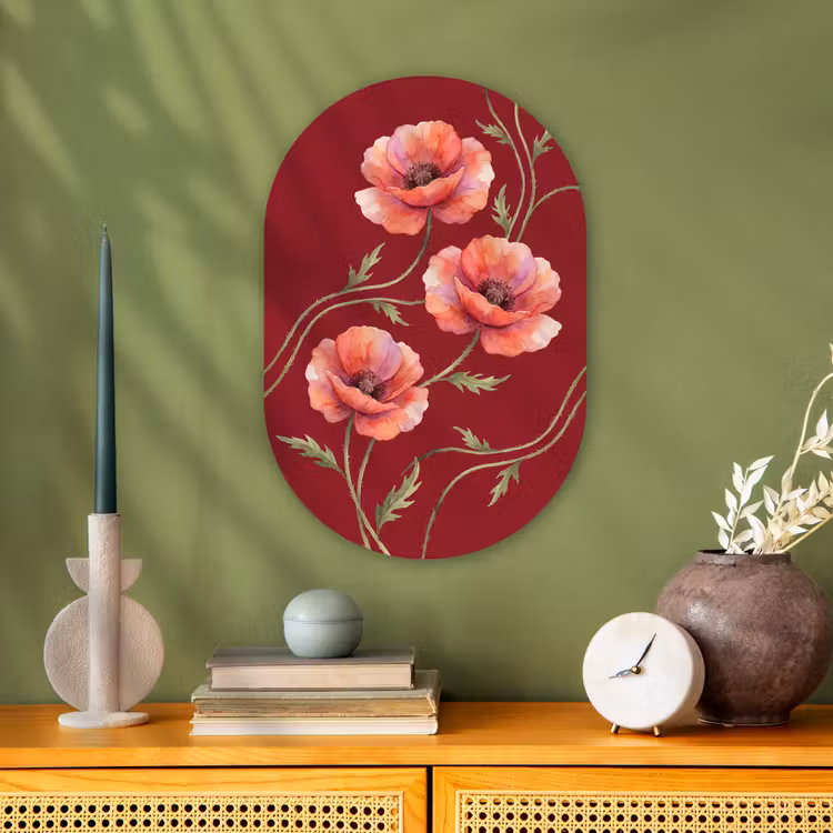 Forexbild Oval - Blumen – Aquarell – Rot — 3